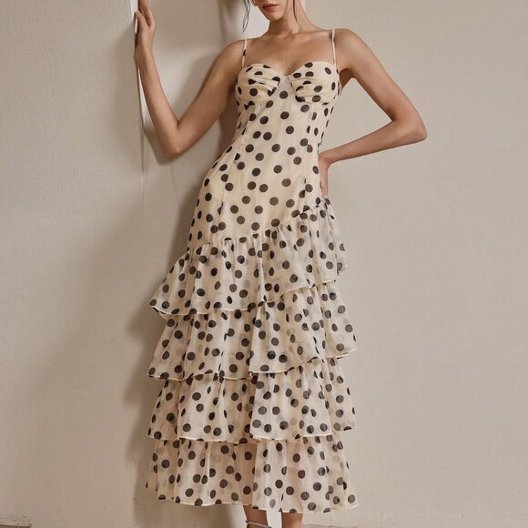 Multicolor Elegant Women's Polka Dot Camisole Sundress - Picture 6 of 6